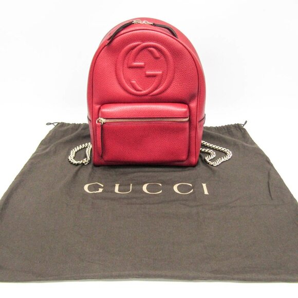GUCCI Red Leather Backpack - Picture 2 of 12